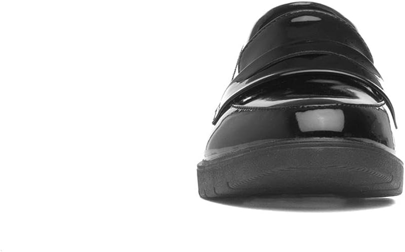 Lilley Womens Black Slip On Patent Loafer Shoes
