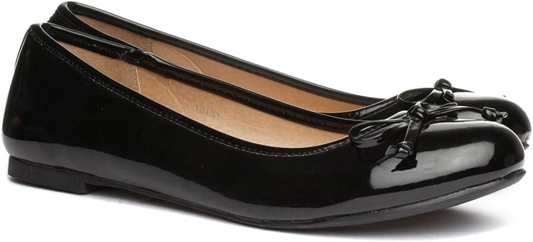 Lilley Womens Black Patent Ballerina Slip On Shoe